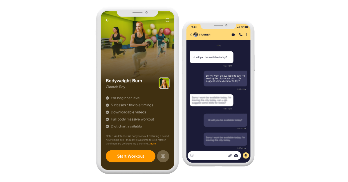 consultation chat software for fitness, trainer & gym service