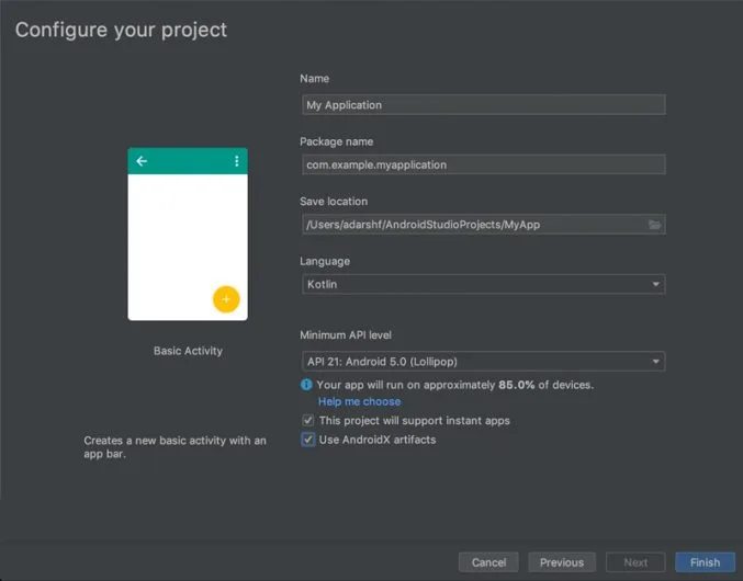 new project configure