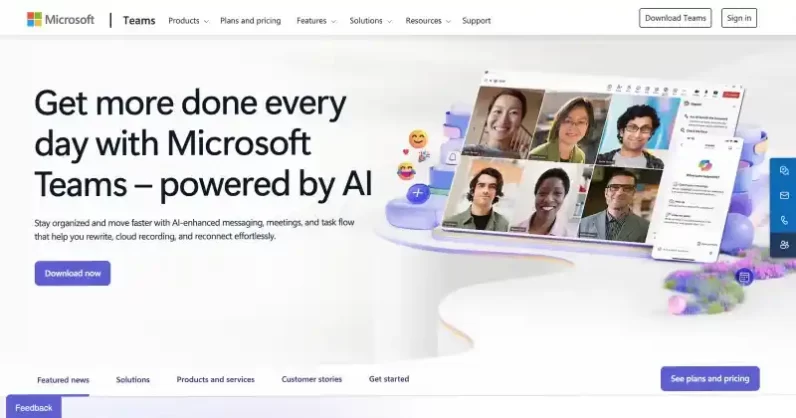 Microsoft Teams video conferencing interface showing embedded video call API for website and app integration