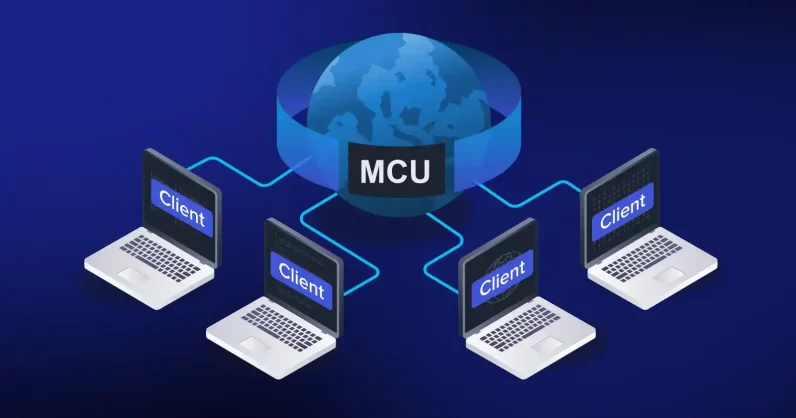Multipoint Control Unit (MCU) Architecture Explained Multipoint control unit architecture showing centralized server handling video calls between multiple clients
