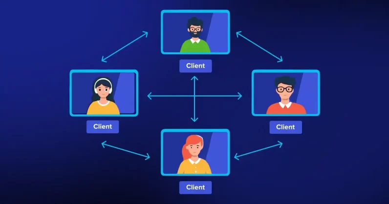 Peer-to-Peer Video Conference Mesh Architecture Peer to peer video conference mesh topology showing how video calls work between users