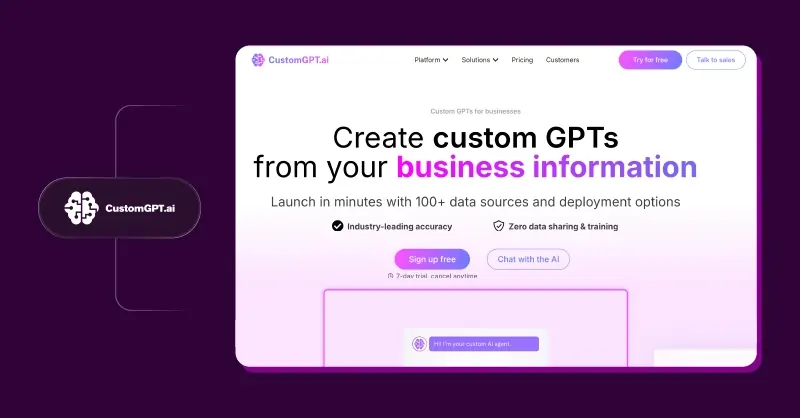 CustomGPT.ai - best white label AI software for small business