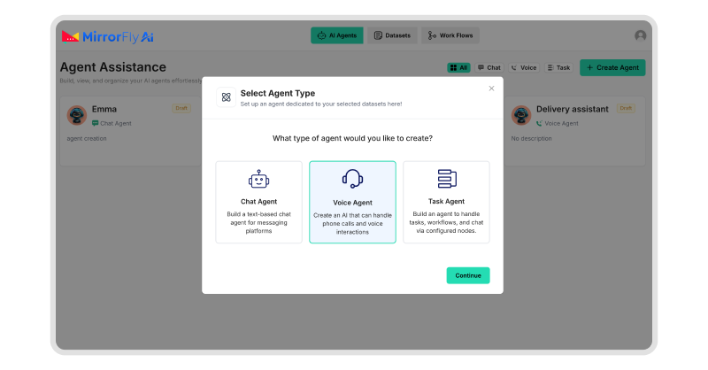 Step 1_ Setting up the agent’s core infrastructure and model mirrorfly ai voice agent