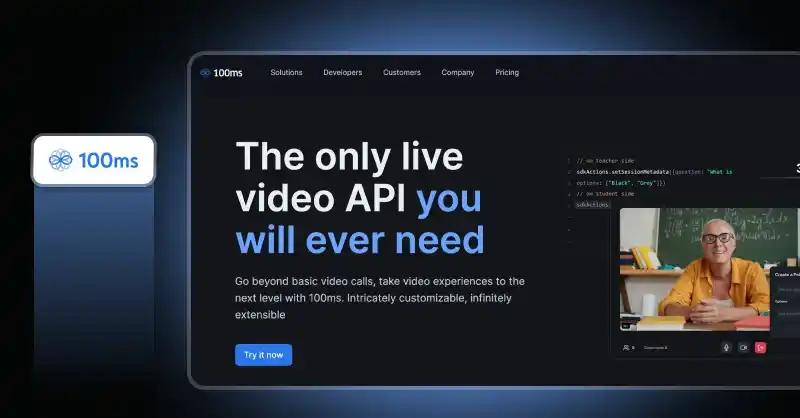 100ms Live Video Infrastructure Platform 100ms live video API for low bandwidth conferencing